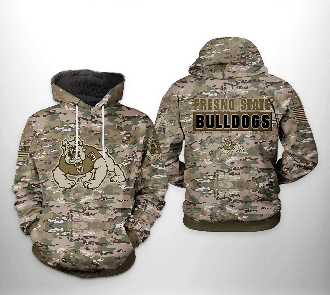 Fresno State Bulldogs NCAA Camo Veteran Hoodie  Zip Hoodie