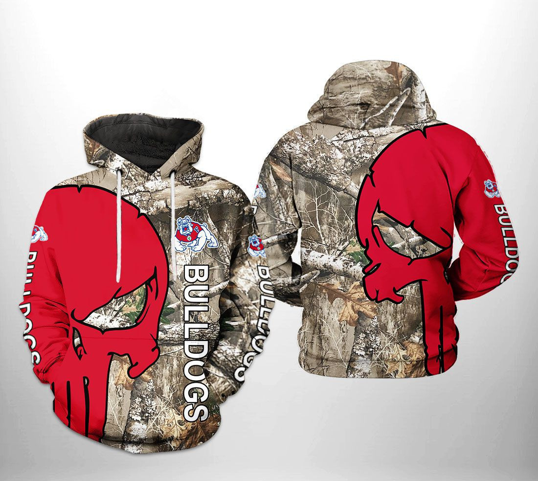 Fresno State Bulldogs NCAA Camo Veteran Hunting Hoodie  Zip Hoodie