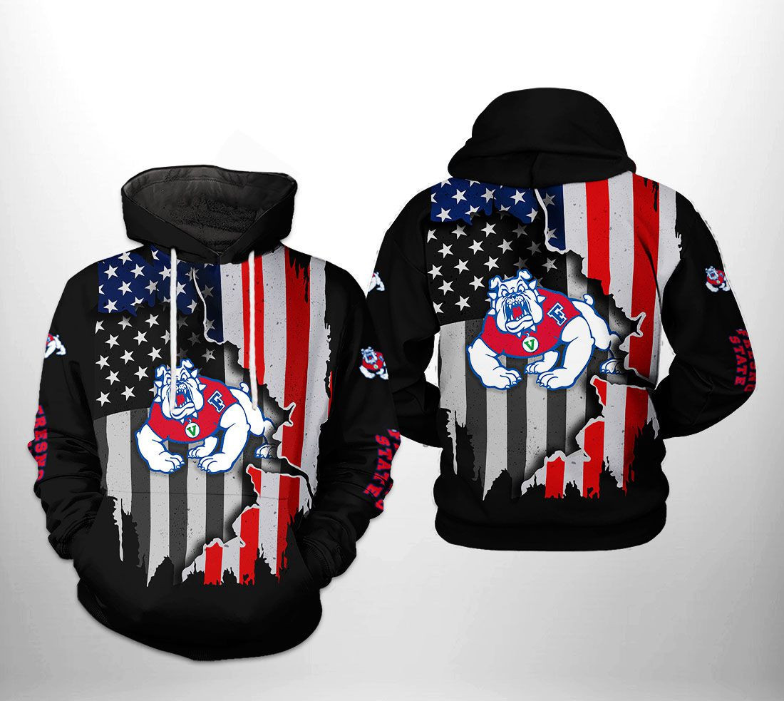 Fresno State Bulldogs NCAA US Flag Hoodie  Zip Hoodie Version 2445