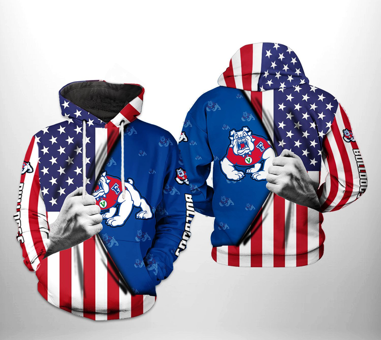 Fresno State Bulldogs NCAA US FLag Hoodie  Zip Hoodie Version 2455