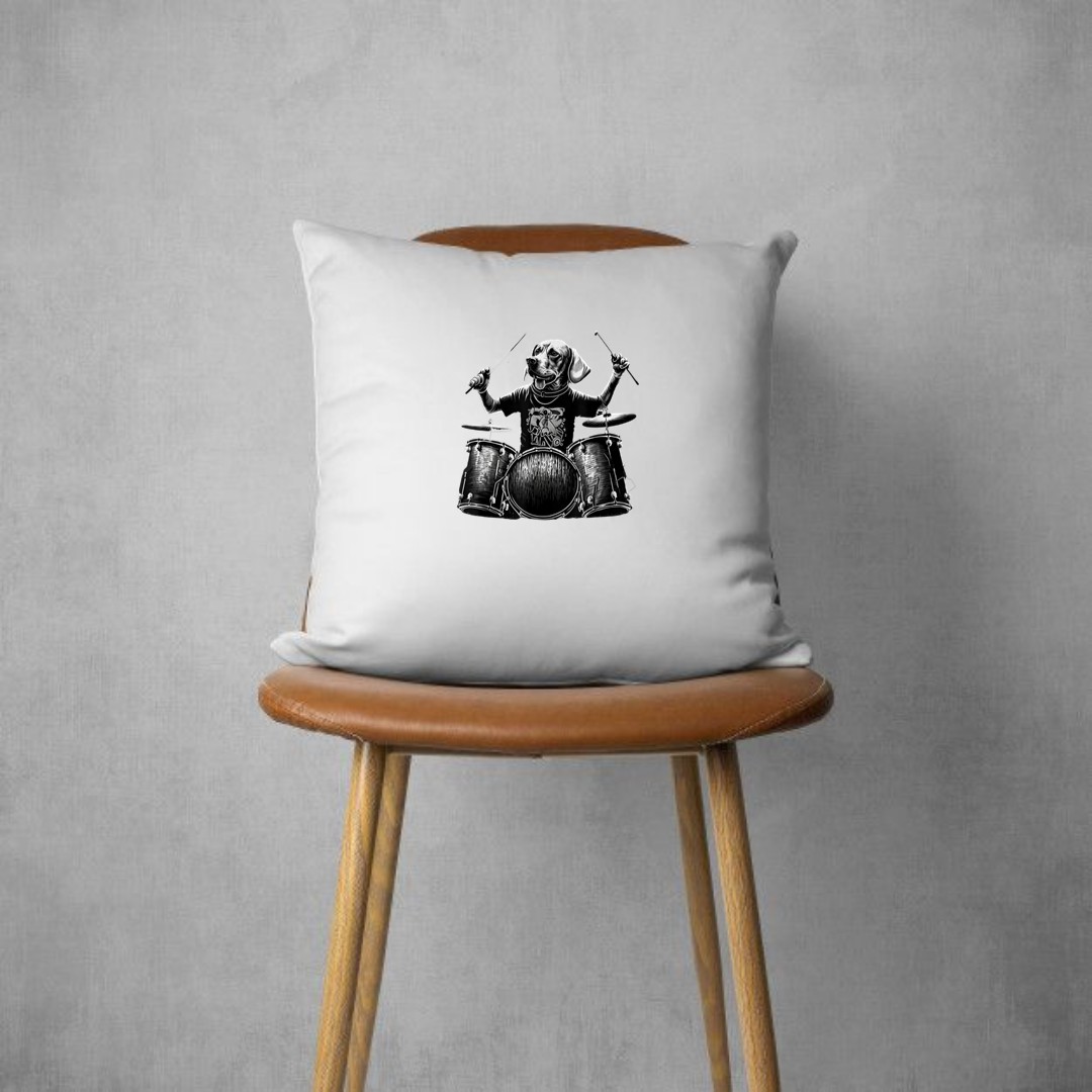 Funny Dog Playing Drums Rock Band Drummer Drumming Dog Lover Pillows