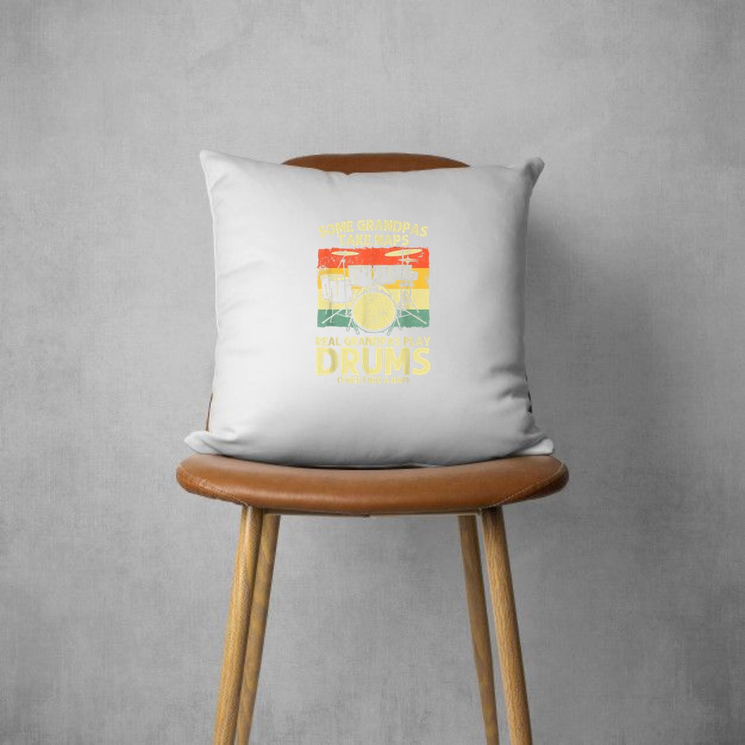 Funny Drummer Art For Grandpa Men Drumline Drumming Drummer Pillows