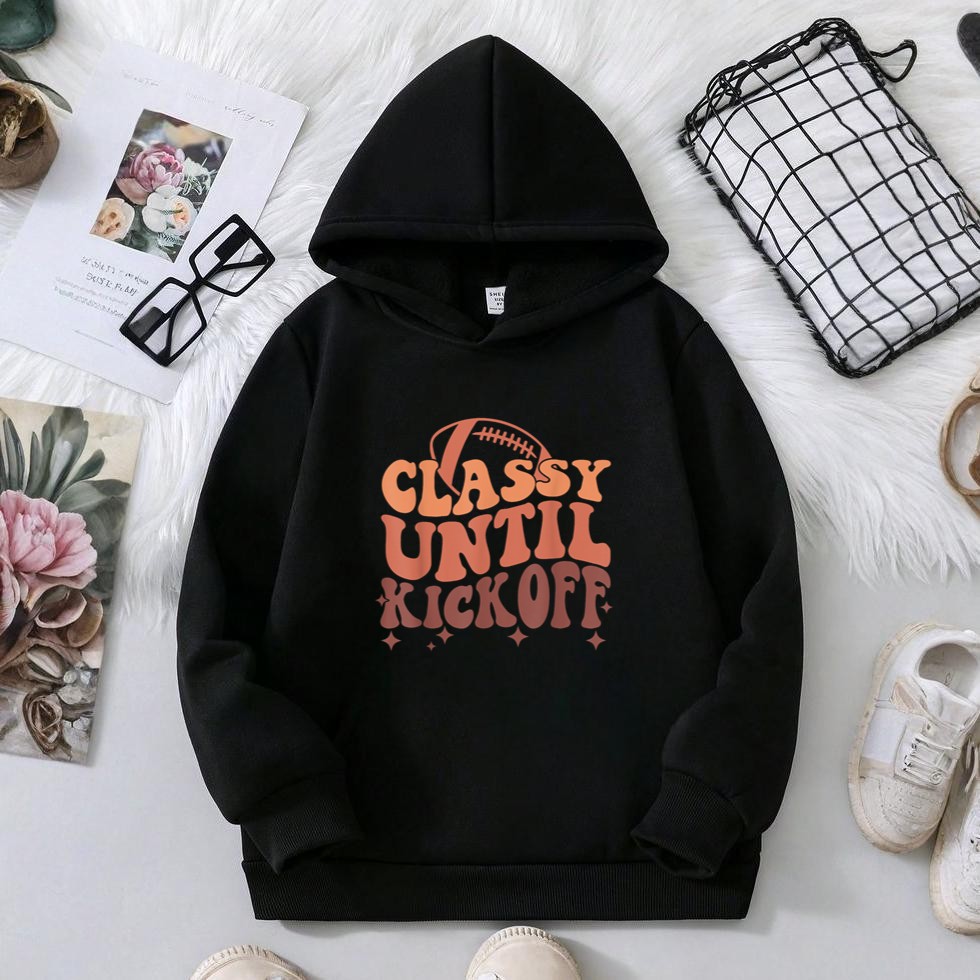 Funny Football Classy Until Kickoff Retro Game Day Women Hoodie
