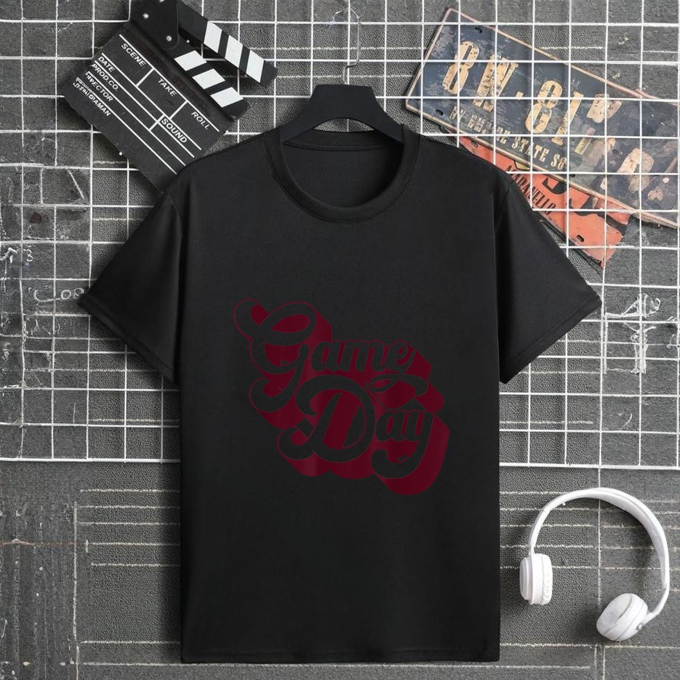 Game Day Vintage Burgundy Sports Soccer Football Mom Tee T-Shirt
