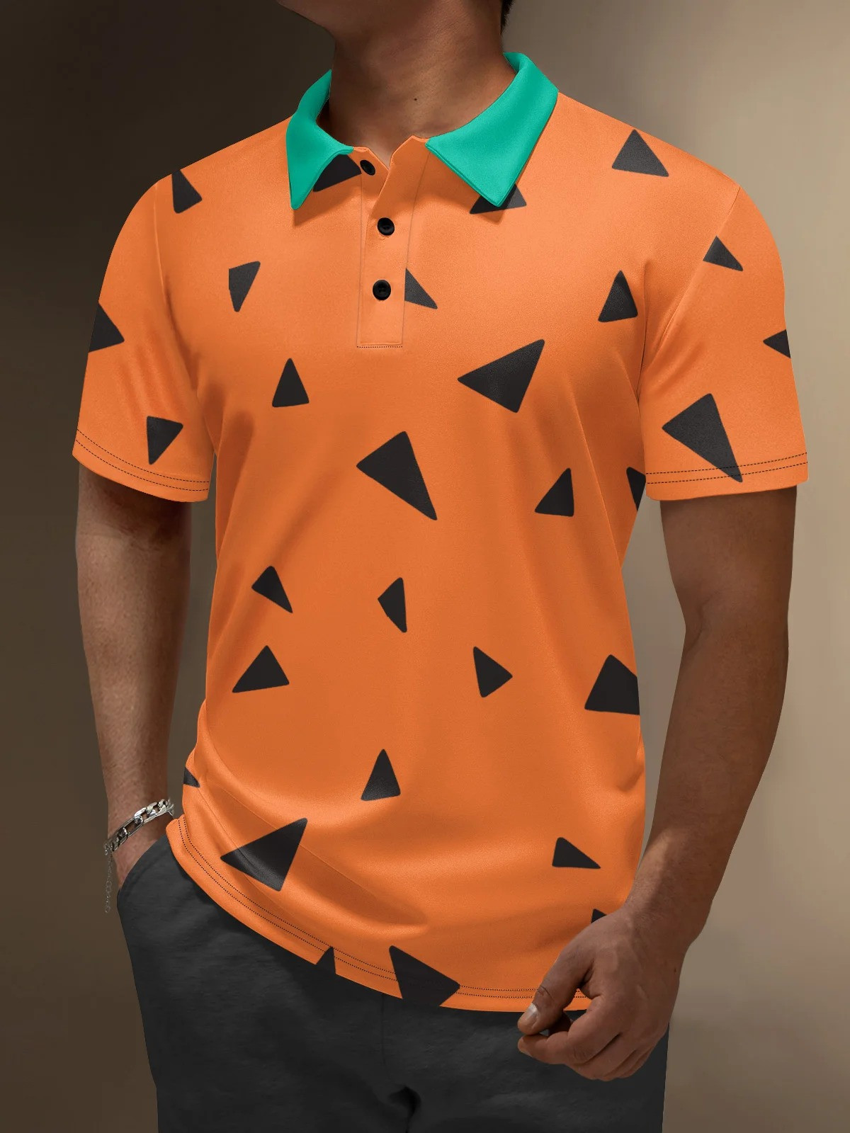 Geometric Cartoon Golf Polo