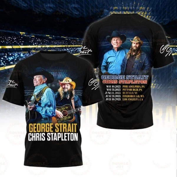 George Strait x Chris Stapleton Tour 2025 T-Shirt Music Lover Gifts For Him - Black, S