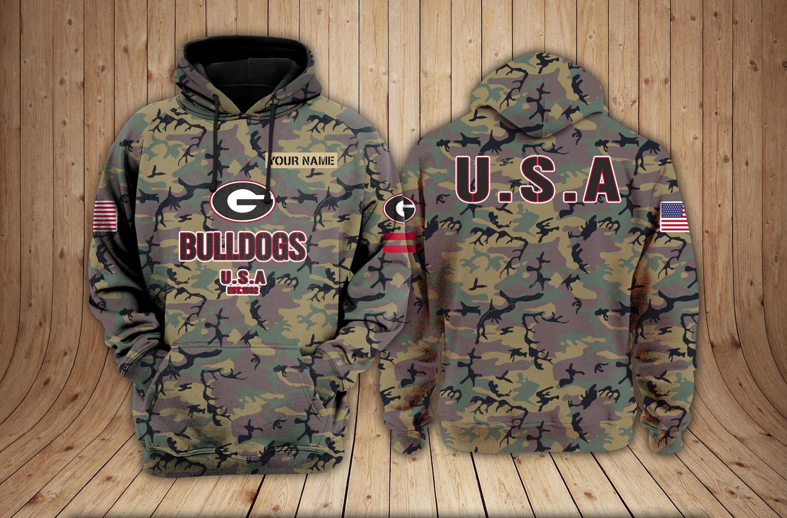 Georgia Bulldogs football NCAA Camouflage 3D Hoodie PT24061