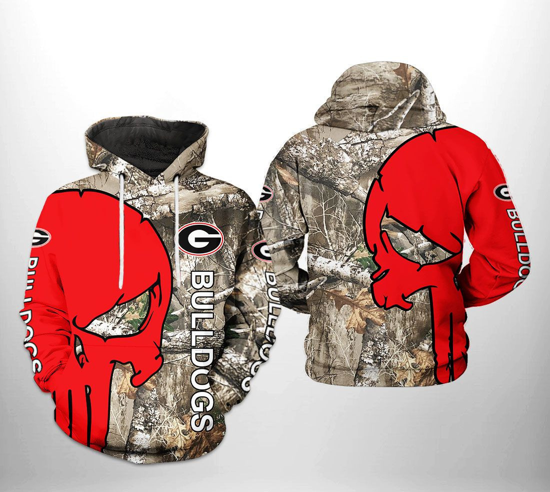 Georgia Bulldogs NCAA Camo Veteran Hunting Hoodie  Zip Hoodie