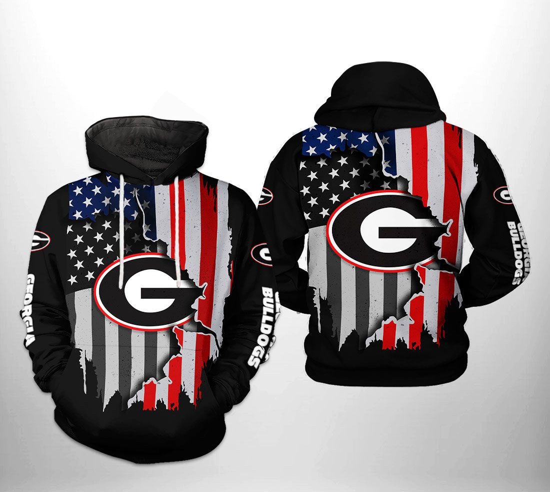 Georgia Bulldogs NCAA US Flag Hoodie  Zip Hoodie Style 2394 Gift For Sport Music Fans