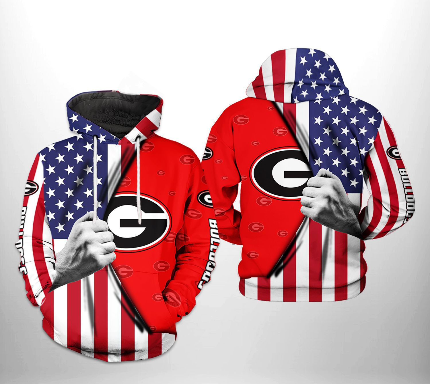 Georgia Bulldogs NCAA US FLag Hoodie  Zip Hoodie Version 2425