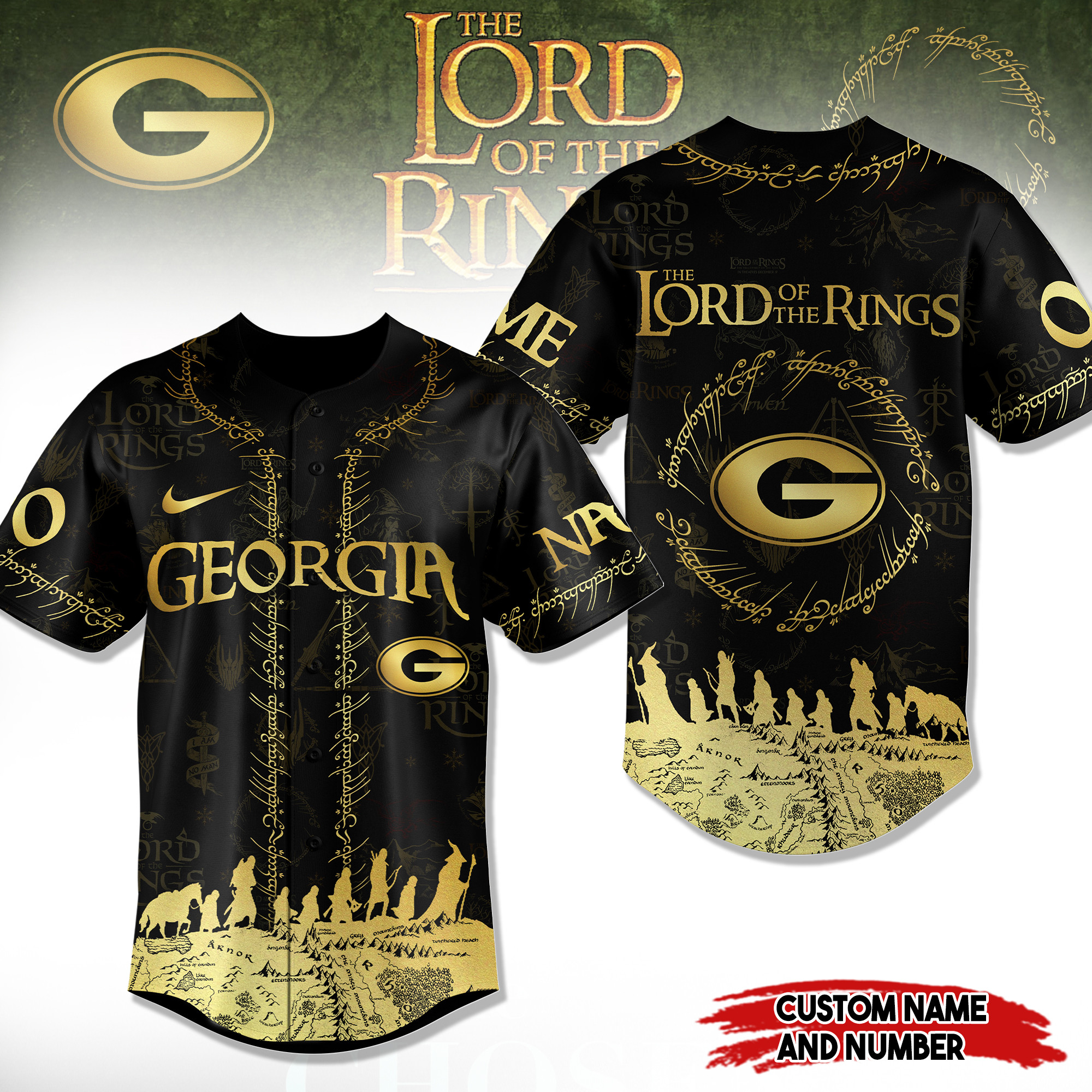 Georgia Bulldogs NCAAF x The Lord Of The Rings Personalized Baseball Jersey For Fan