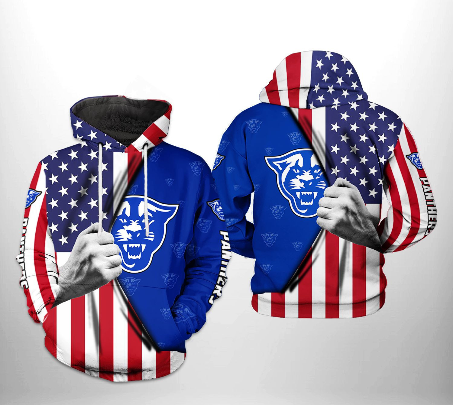 Georgia State Panthers NCAA US FLag Hoodie  Zip Hoodie