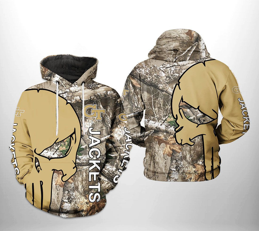 Georgia Tech Yellow Jackets NCAA Camo Veteran Hunting Hoodie  Zip Hoodie