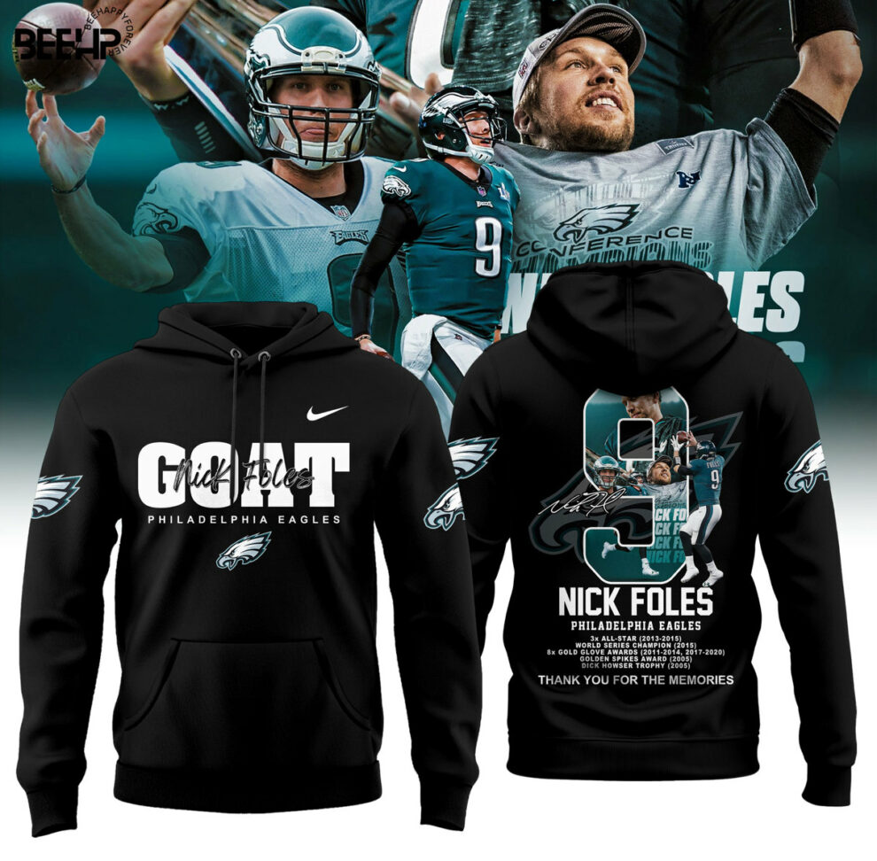 GOAT Nick Foles 9 Philadelphia Eagles Black Hoodie