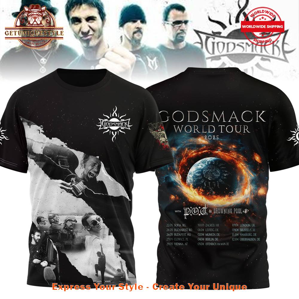 Godsmack World Tour 2025 Black Shirt