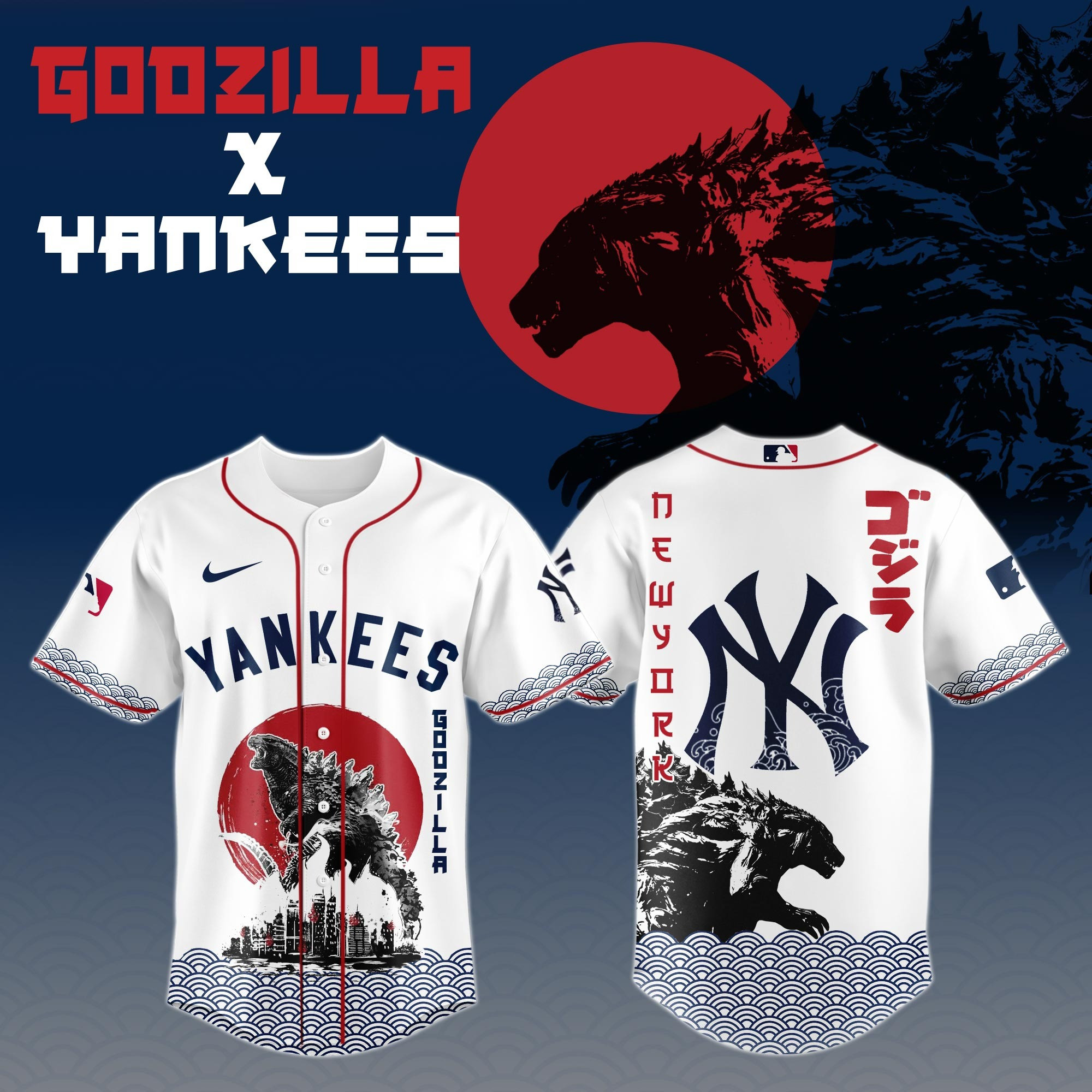 Godzilla x New York Yankees Japan Jersey Best Gifts For Baseball Lovers