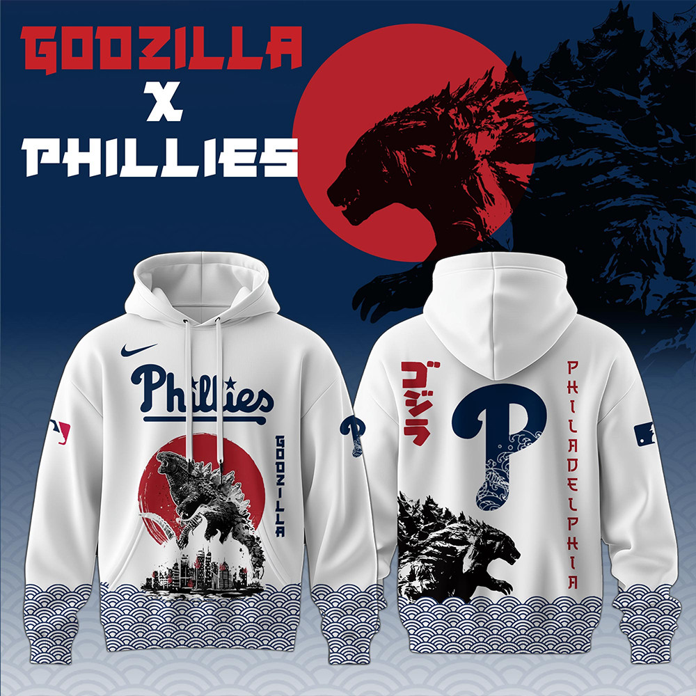Godzilla x Philadelphia Phillies 2025 Japan Hoodie Best Gifts For Baseball Fans