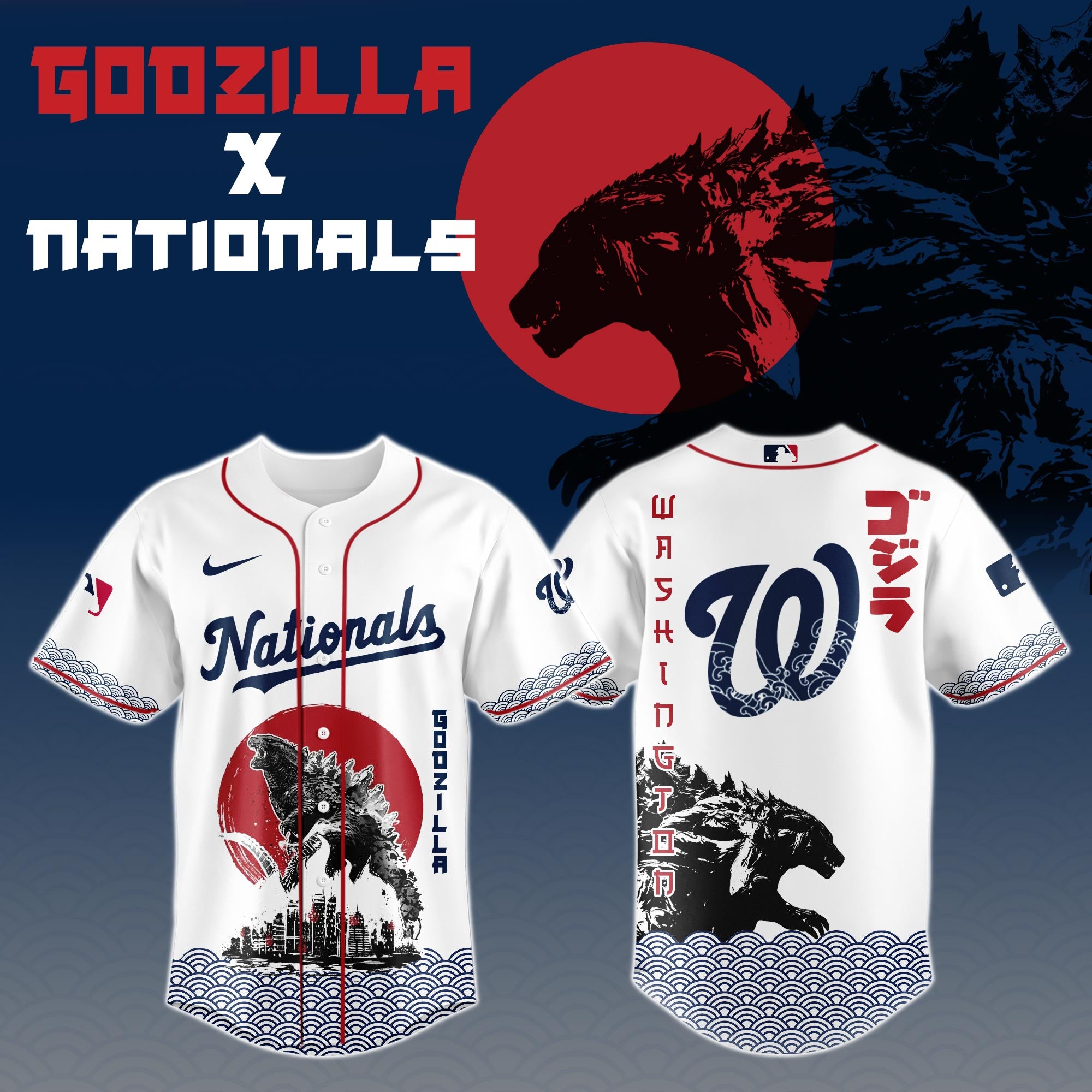 Godzilla x Washington Nationals Japan Personalized New Baseball Jersey For Fan