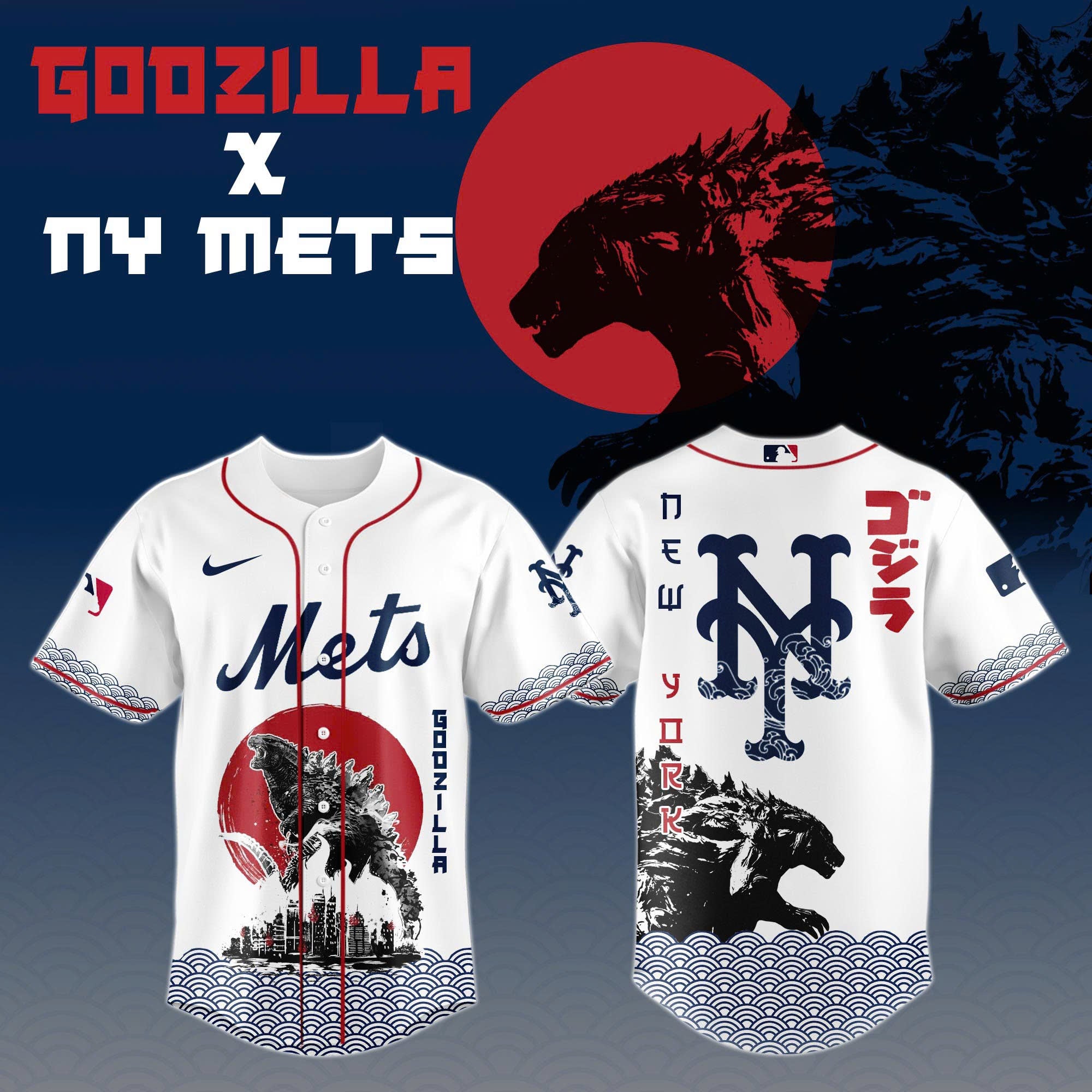 Godzilla x York Mets Japan Personalized New Baseball Jersey For Fan