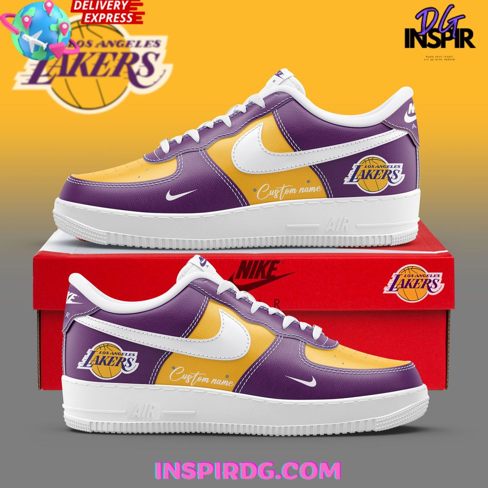 Golden Los Angeles Lakers Custom Purple Air Force 1