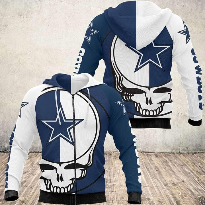 Grateful Dead Skull Dallas Cowboys Hoodie  Zip Hoodie
