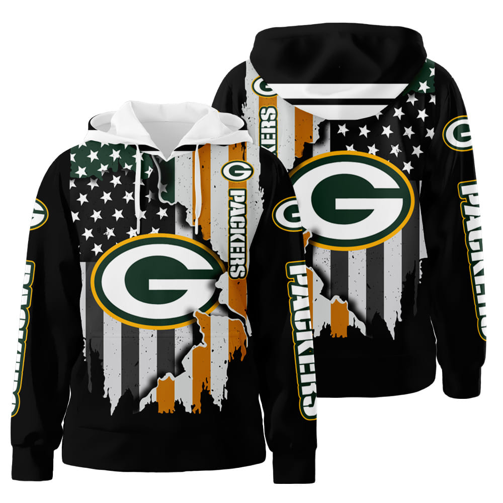 Green Bay Packers American Flag Limited 3D All Over Print Hoodie Zip-Up Hoodie