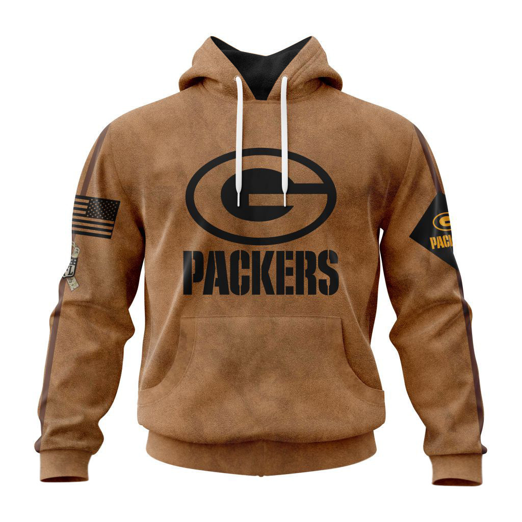 Green Bay Packers Basic Brown NFL 3D Hoodie