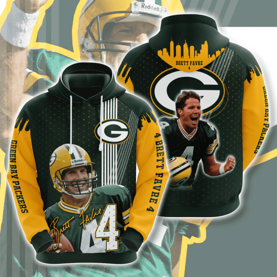 Green Bay Packers Brett Favre Hoodie Zip Hoodie