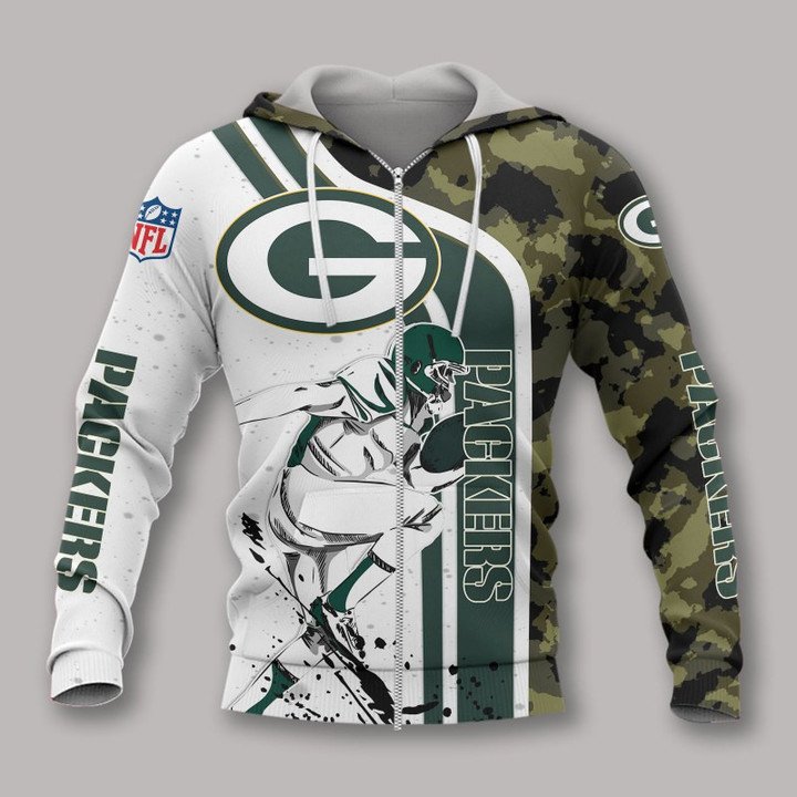 Green Bay Packers Camo V3 NFL Football Team Hoodie
