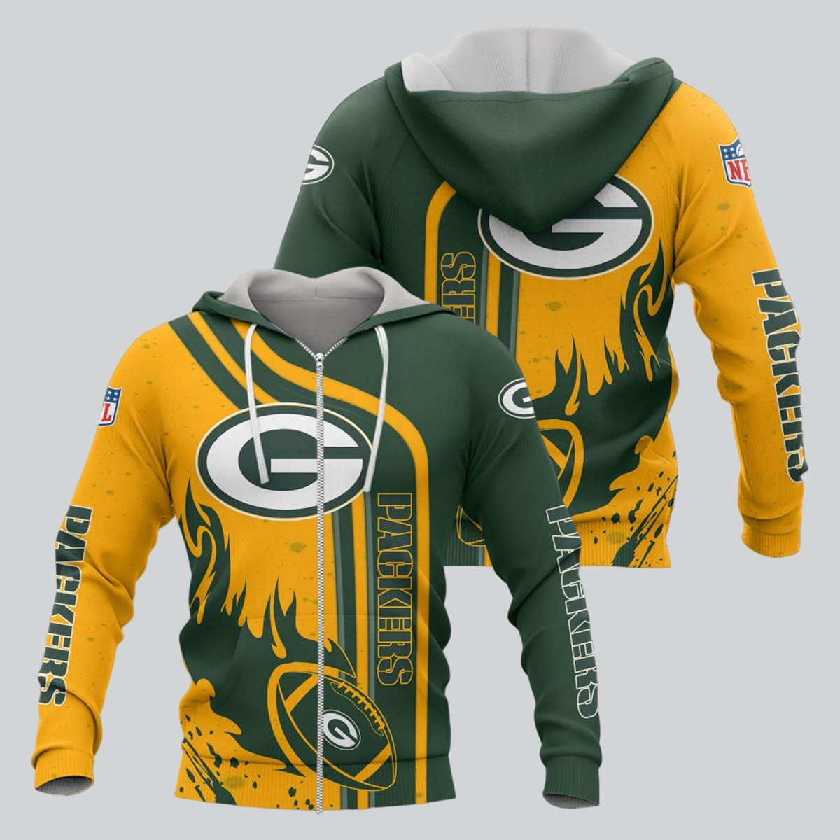 Green Bay Packers Football Personalized 3D printed Sweatshirt Hoodie Zipped Hoodie