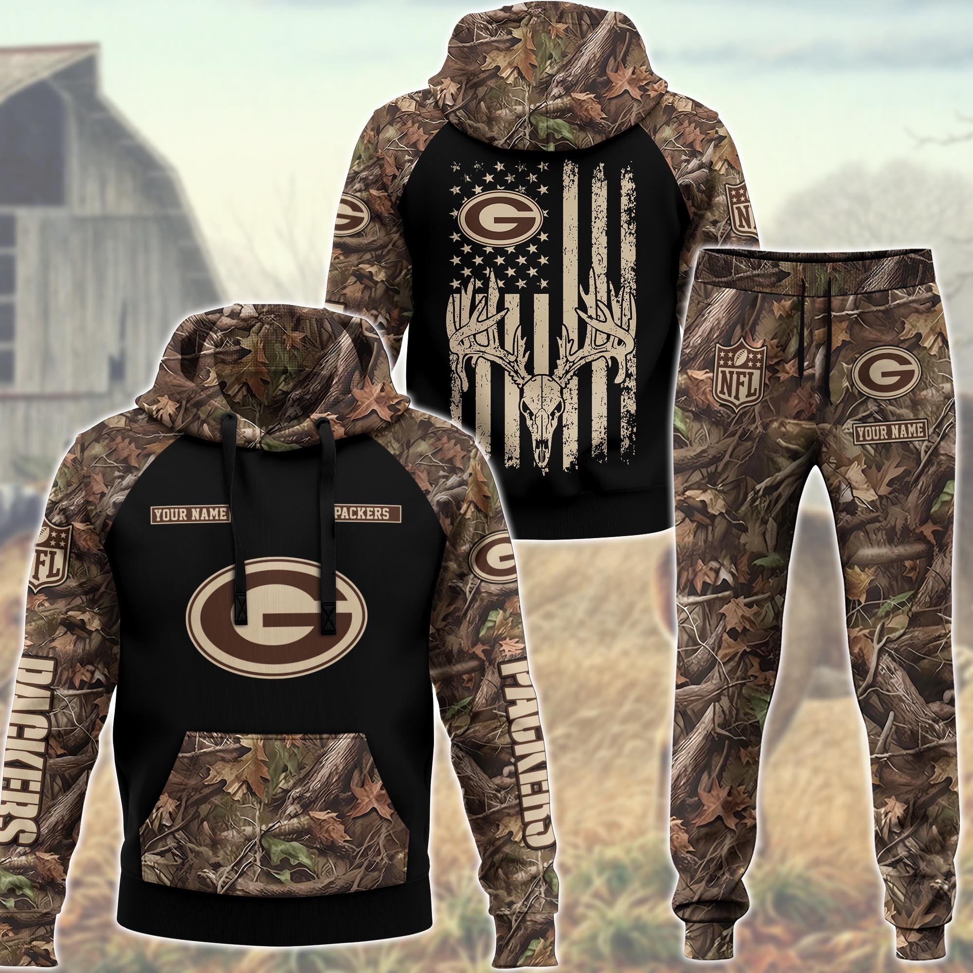 Green Bay Packers Hoodie Sweatpants Set, Custom Hoodie, Sport Hoodie Sweatpants Set, Sport Gifts For Fan RG29 Gift For Sport Music Fans