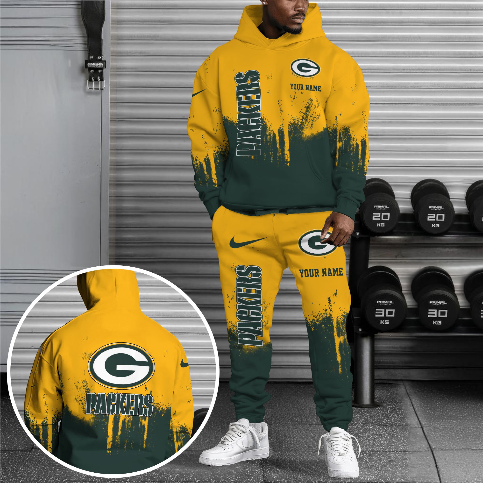 Green Bay Packers Hoodie Sweatpants Set Custom Your name, Sport Hoodie Sweatpants Set, Sport Gifts For Fan Gift For Sport Music Fans