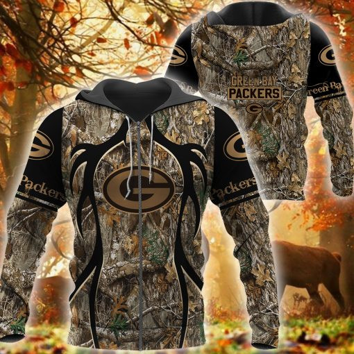 Green Bay Packers Hunting Camo Football 3D printed Sweatshirt Hoodie Zipped Hoodie