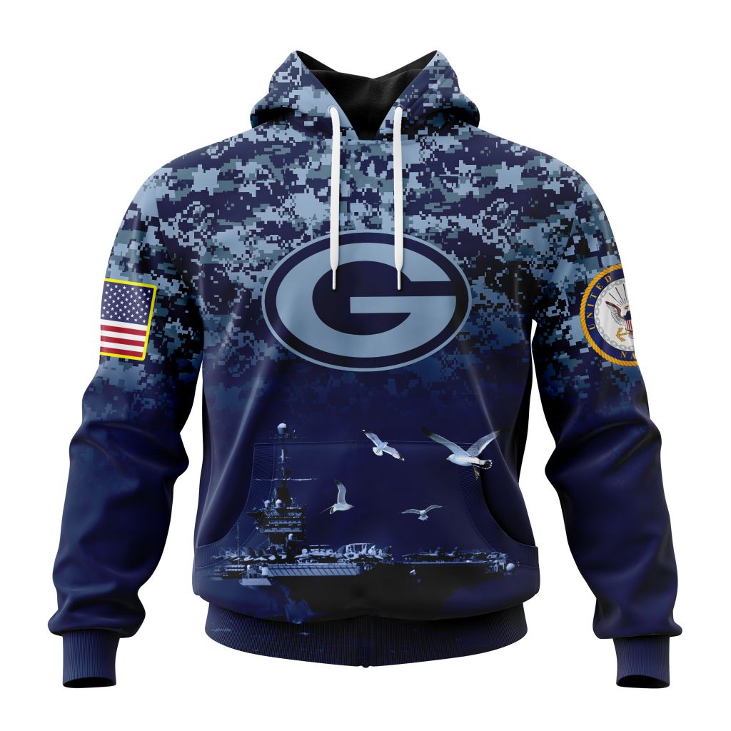 Green Bay Packers Navy Camo NFL Football Team Hoodie