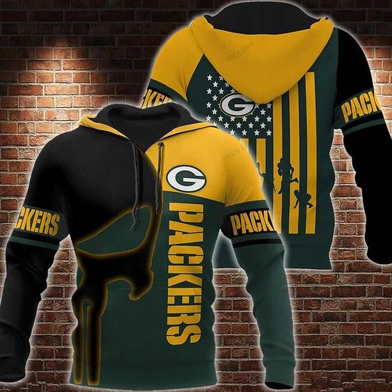 Green Bay Packers Punisher NFL Football Team Hoodie