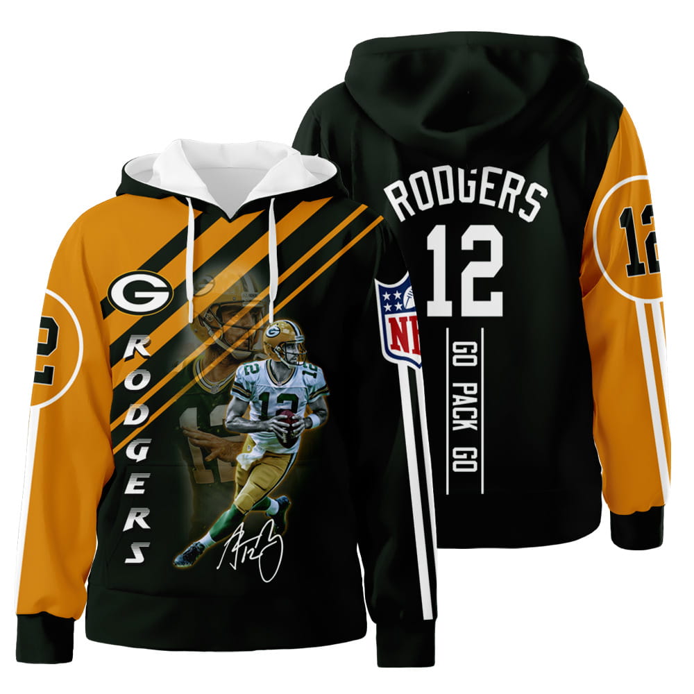 Green Bay Packers Rodgers Go Pack Go 3D All Over Print Hoodie Zip-Up Hoodie