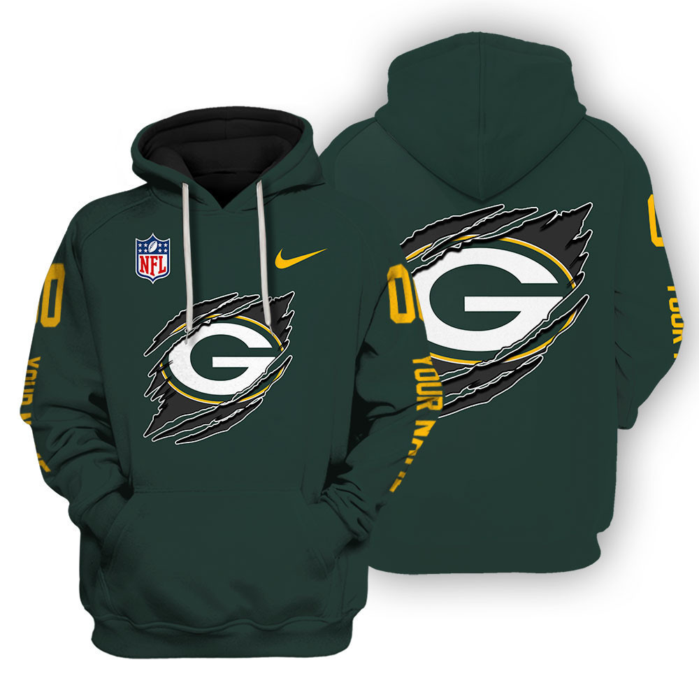 Green Bay Packers Scratch Logo NFL 3D Hoodie Version 100