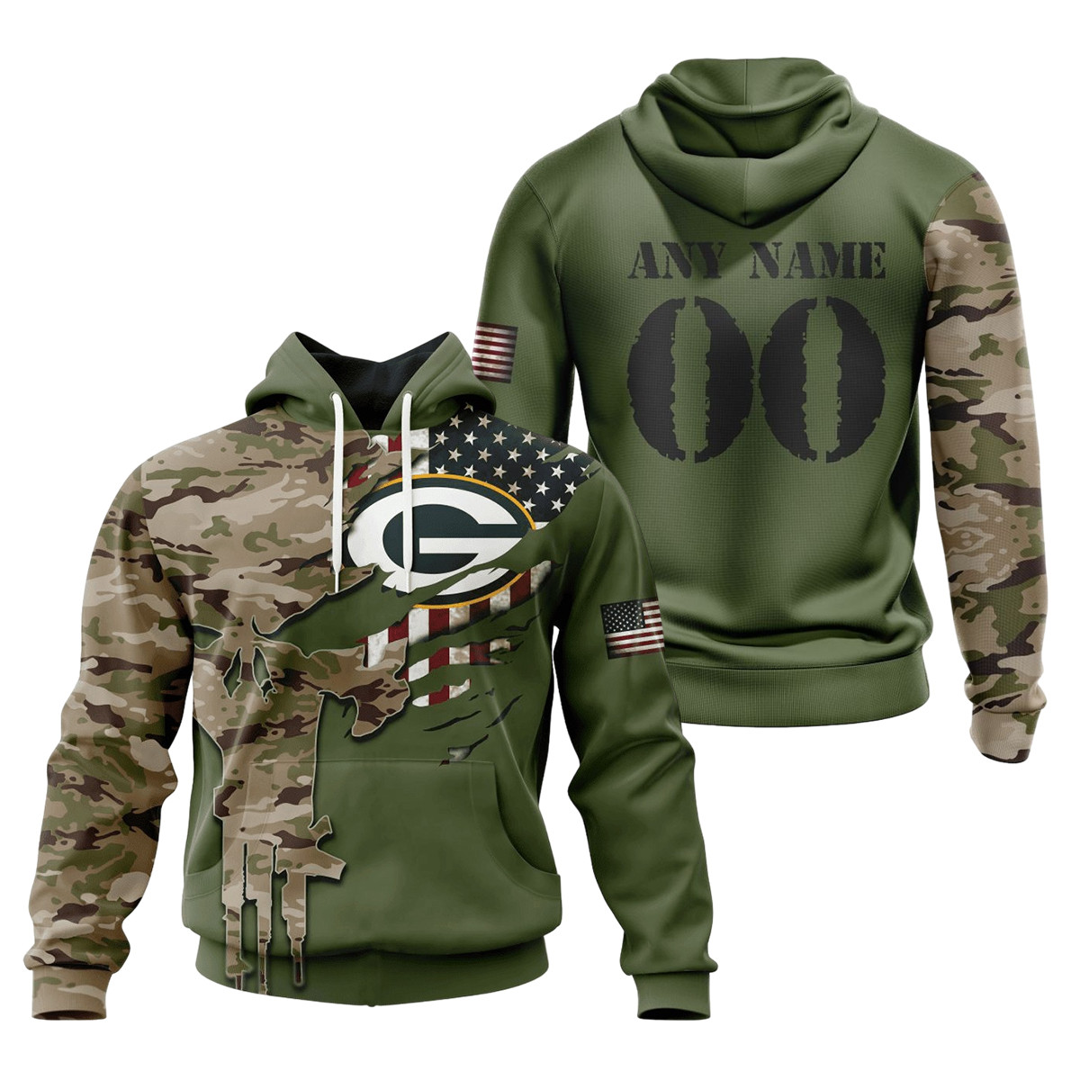 Green Bay Packers Special Camo Design 3D printed Sweatshirt Hoodie Zipped Hoodie