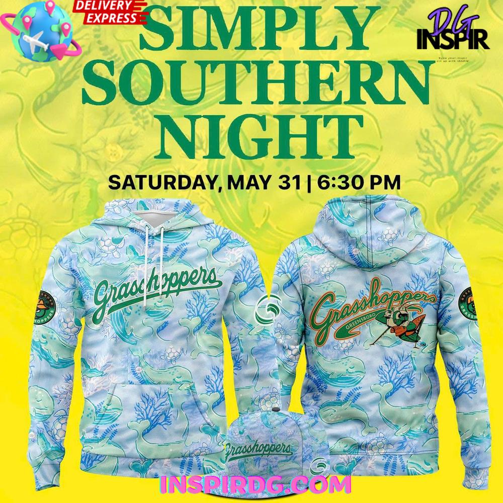 Greensboro Grasshoppers x 2025 Simply Southern Night Hoodie Premium Merchandises