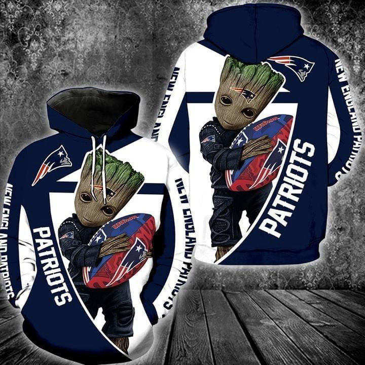 Groot Hugs New England Patriots Zip Hoodie  Zip Hoodie