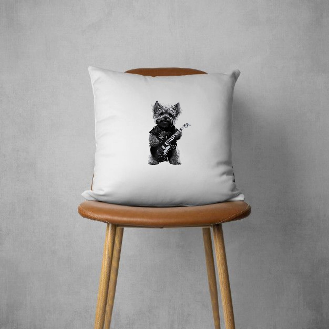 Guitarist Rock Yorkie Playing Guitar Pillows