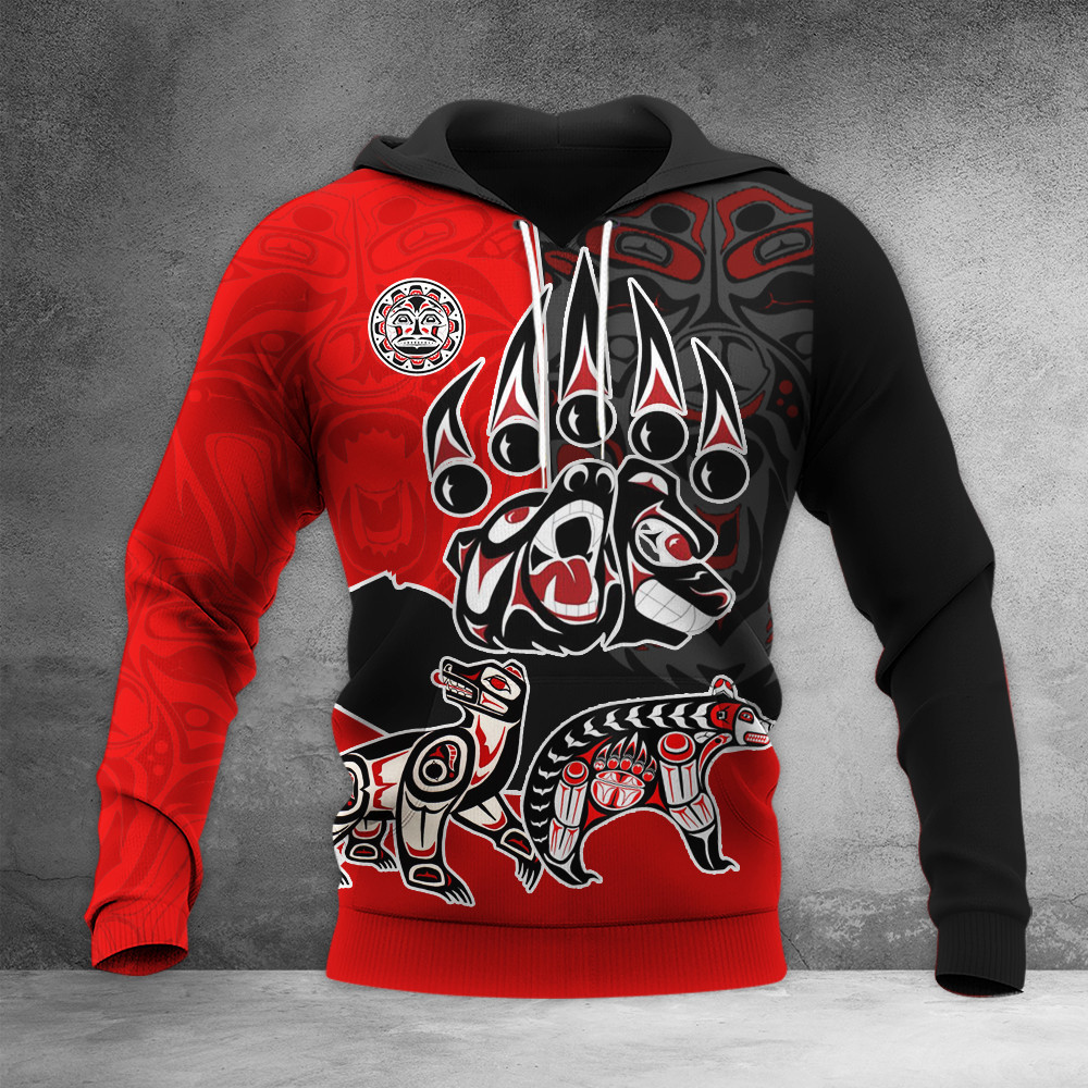 Haida Art Bear Symbolism Native American Style Hoodie Best Gifts For Father