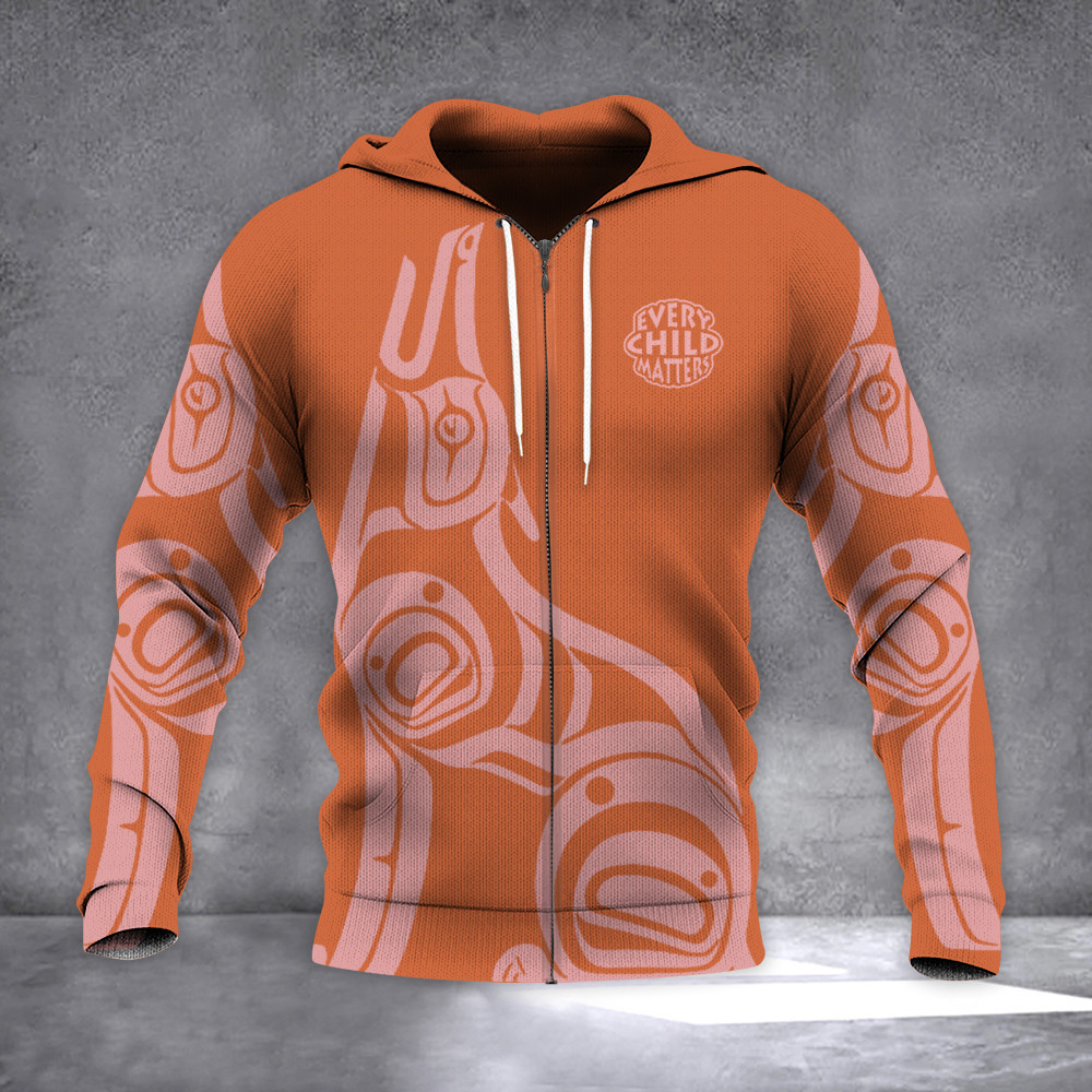 Haida Raven Pacific Northwest Zipper Hoodie Haida Art Raven 3D Printed Clothing