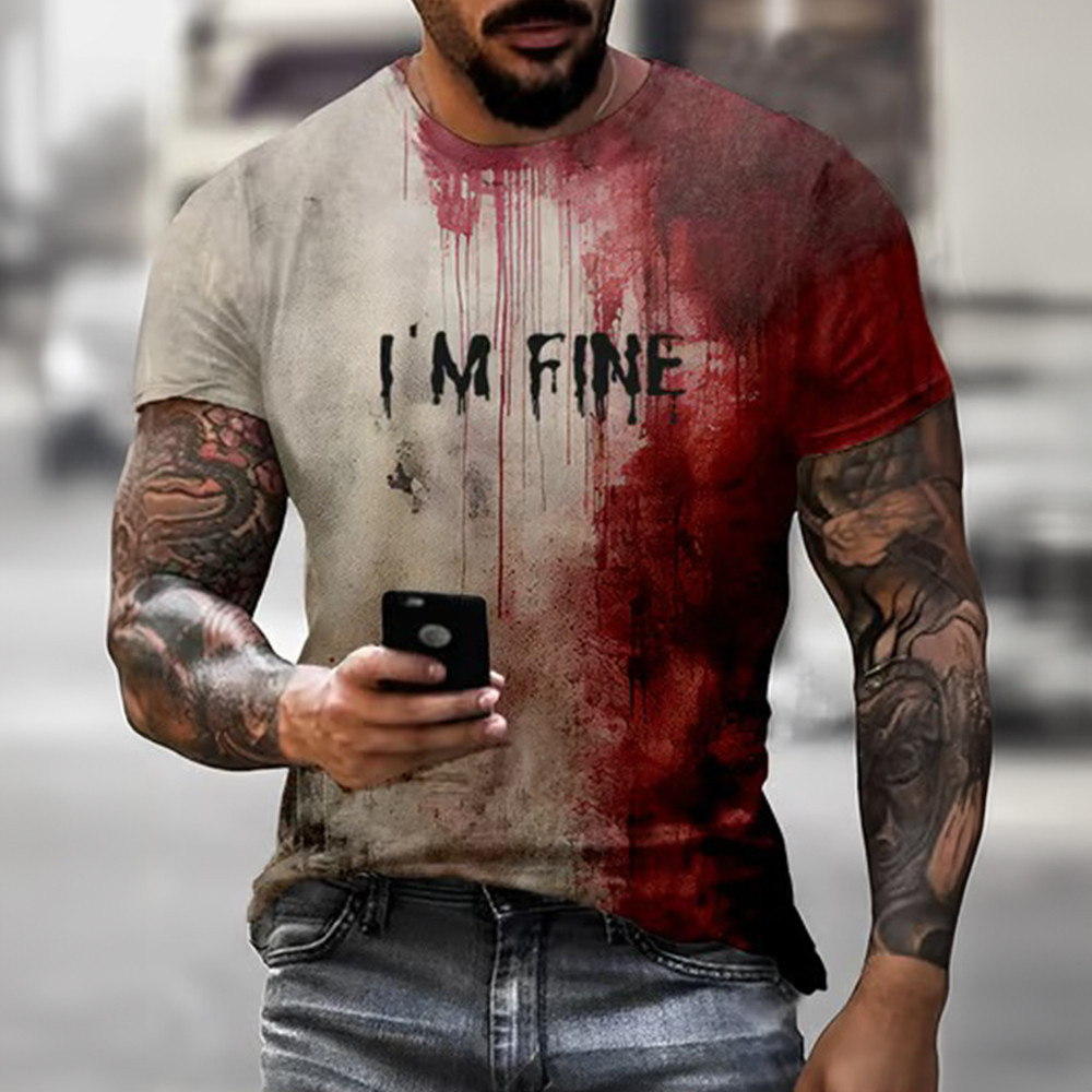 Halloween Blood Bloody I'm Fine T-Shirt Scary Clothing Men Gifts For Halloween