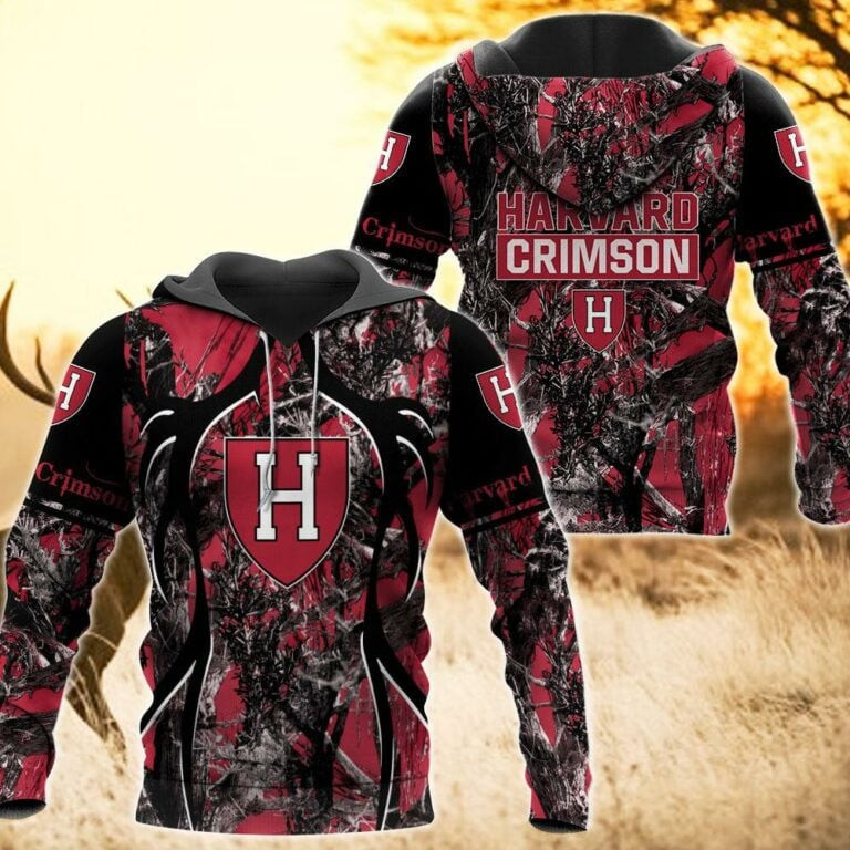Harvard Crimson Camo Hunting 3D printed Sweatshirt Hoodie Zipped Hoodie