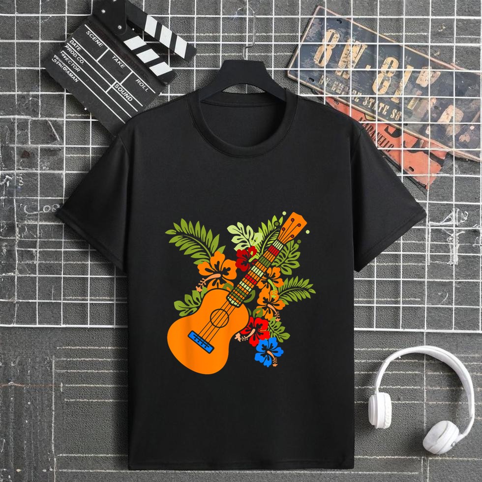 Hawaii Floral Uke Ukulele Flower Aloha Ukulele T-Shirt