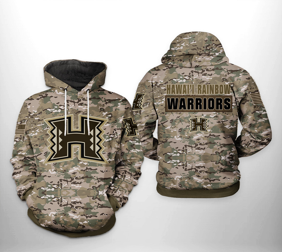 Hawaii Rainbow Warriors NCAA Camo Veteran Hoodie  Zip Hoodie
