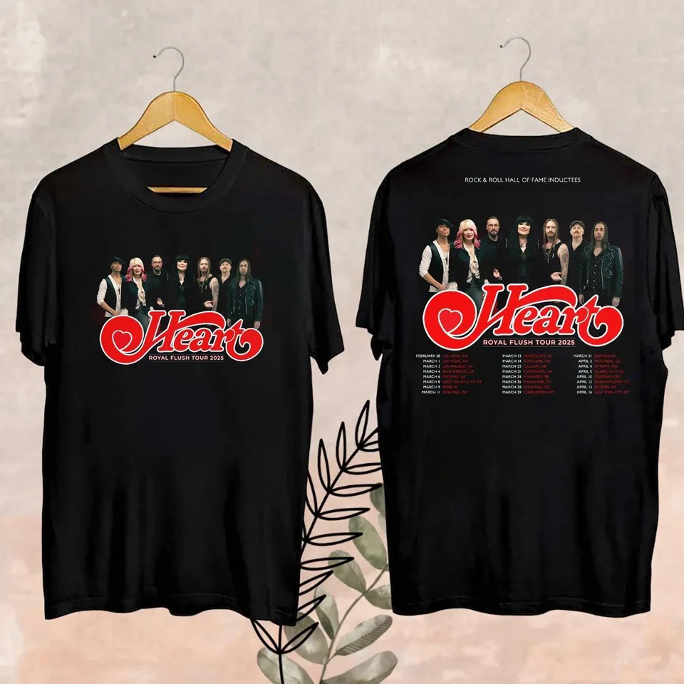 Heart Band Royal Flush Tour 2025 T-Shirt Gifts For Rock Band Fans