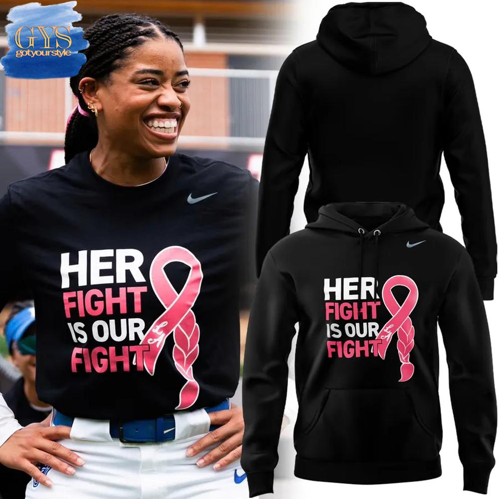 Her Fight Is Our Fight Breast Cancer Awareness Hoodie Gift For Sport Music Fans