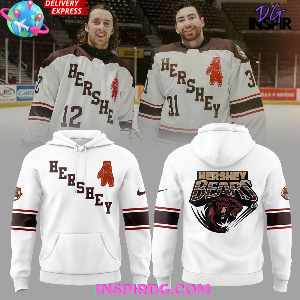 Hershey Bears Throwback Limited Edition White Hoodie Gift For Sport Music Fans